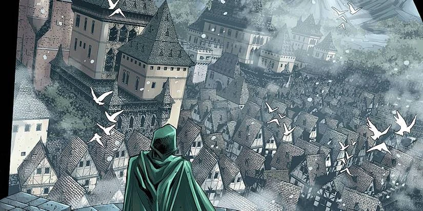 Doctor Doom surveying Latveria from his castle